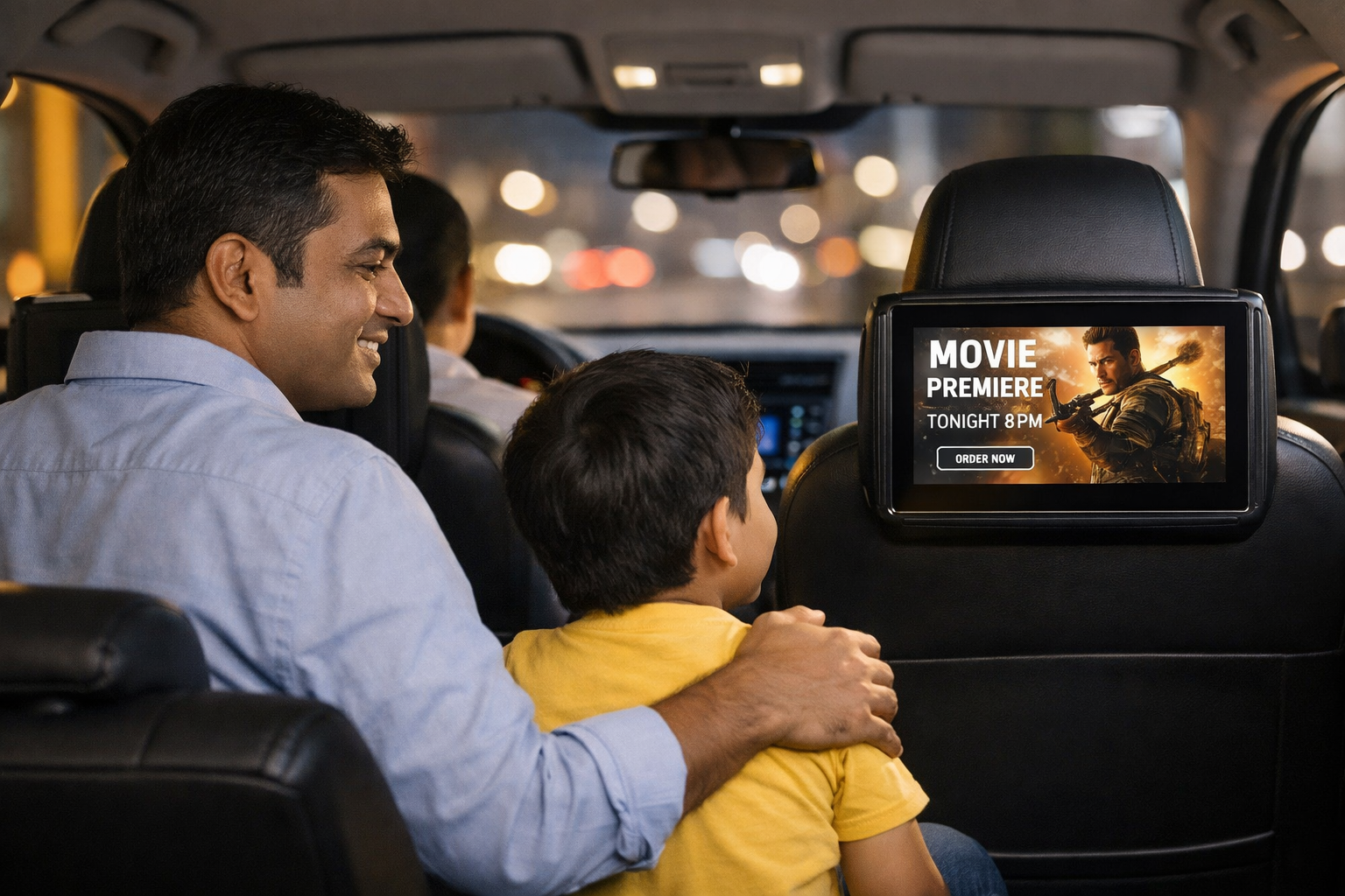 Passenger viewing cab screen